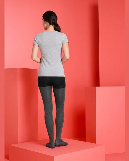 Çorape trup Gri e errët melanzh për Femra - Model Back