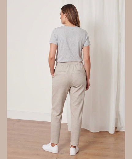 Pantallona Jogger bezhë melazh për Femra - Model Back