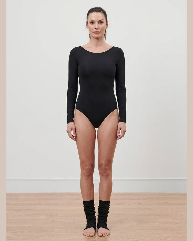 Body sportiv i zi për Femra - Model Front