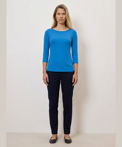 Maicë me mëngë 3/4 e kaltër për Femra - Model Front