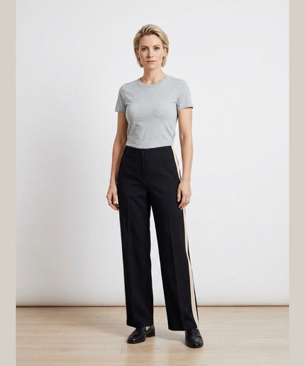 Pantallona Jersey me shirit galon të zeza për Femra - Model Front