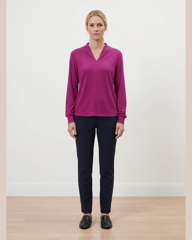 Maicë me mëngë të gjata ngjyrë manaferre për Femra - Model Front