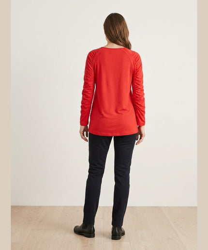 Maicë me mëngë 3/4 e kuqe për Femra - Model Back
