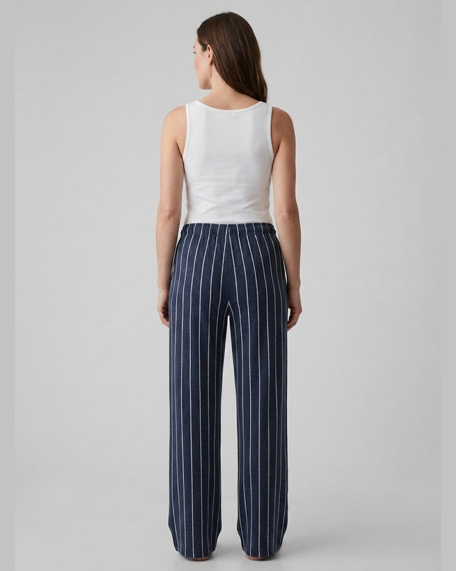 Pantallona Pizhame Blu me Vija të Bardha Unisex - Model Back