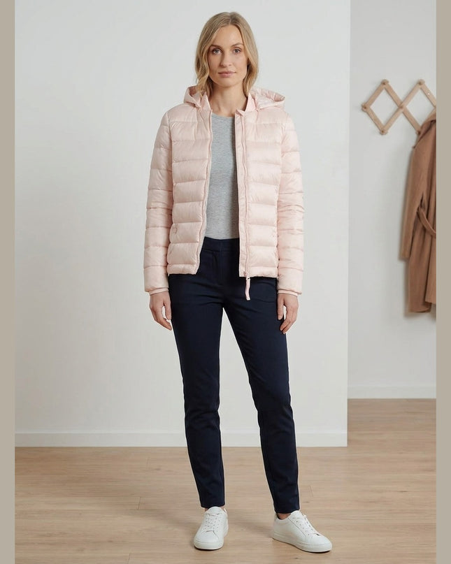 Jakne me tegela me kapuç rozë për Femra - Model Front