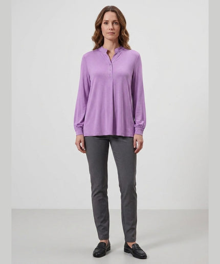 Bluzë këmishë lila për Femra - Model Front
