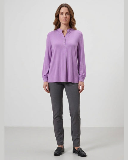Bluzë këmishë lila për Femra - Model Front