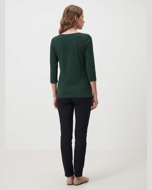 Maicë me mëngë 3/4 e gjelbër e mbyllur për Femra - Model Back