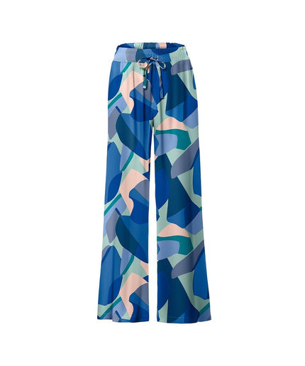 Pantallona relax me print blu-gjelbër për Femra - Ghost Front