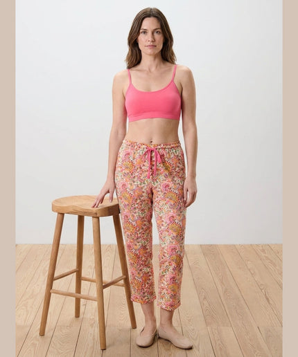 Pantallona pizhame me print floral shumëngjyrësh për Femra - Model Front