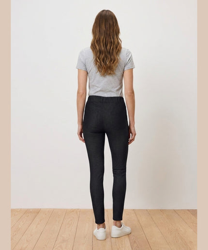 Leggings të zeza denim për Femra - Model Back