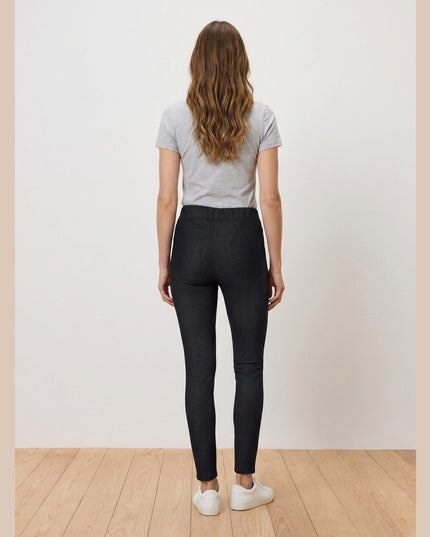 Leggings të zeza denim për Femra - Model Back