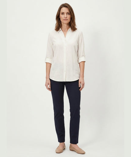Bluzë xhersi ngjyrë krem për Femra - Model Front
