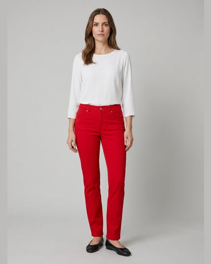 Pantallona Slim-Fit të Kuqe për Femra