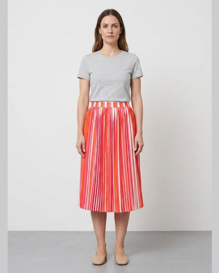 Fund Plise me Vija Pink-Portokalli-Bardhë për Femra - Model Front