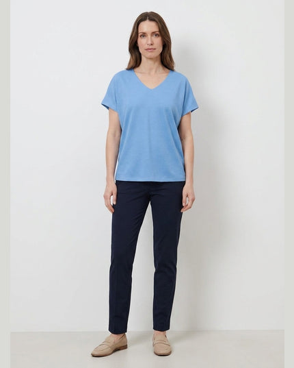 Bluzë me strukturë e kaltër e çelët për Femra - Model Front