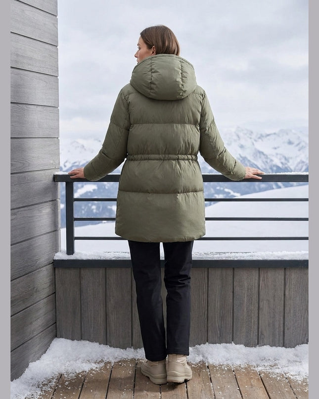 Jakne me pupla kaki për Femra - Model Back