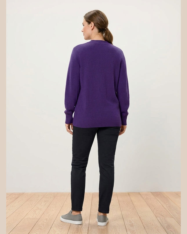 Pulover me thurje të imët vjollcë për Femra - Model Back
