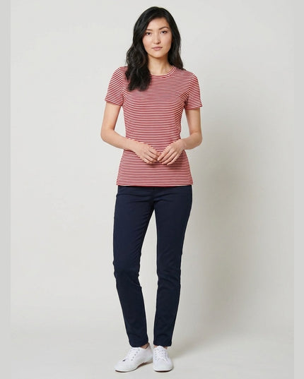 Maicë me vija të kuqe dhe krem për Femra - Model Front