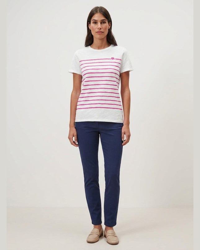 Maicë krem me vija rozë për Femra - Model Front