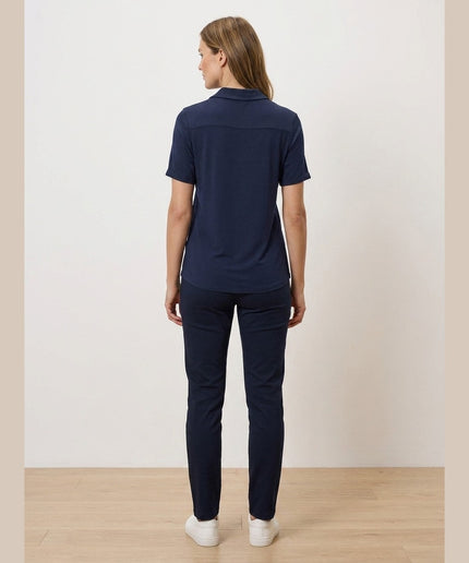 Këmishë-bluzë e kaltër e errët për Femra - Model Back