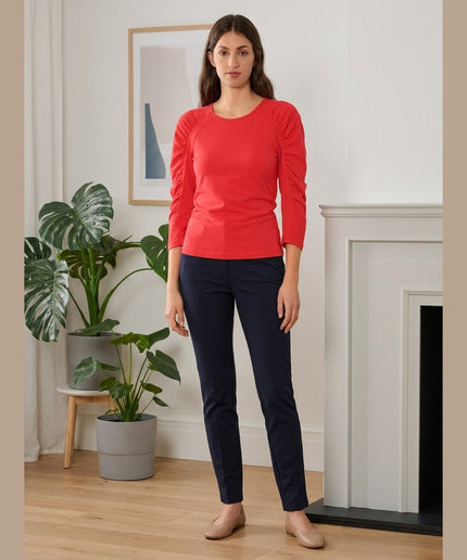 Maicë me mëngë 3/4 e kuqe për Femra - Model Front