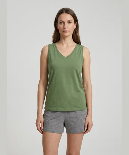 Bluzë Pigjame Gjelbër Ulliri për Femra - Model Front