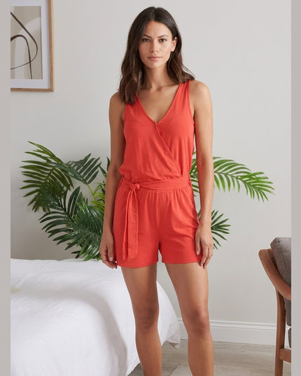 Jumpsuit-Pyjama Portokalli për Femra - Model Front