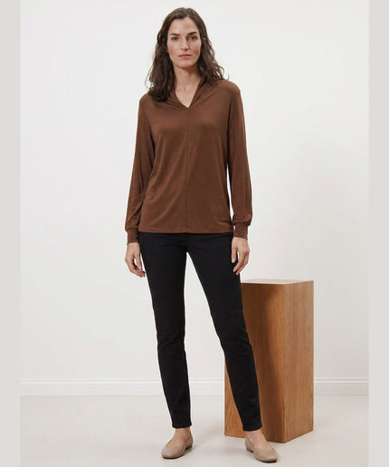 Bluzë me mëngë të gjata konjak për Femra - Model Front
