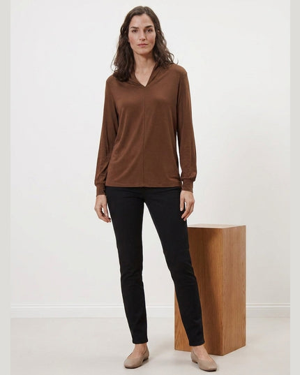Bluzë me mëngë të gjata konjak për Femra - Model Front