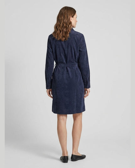 Fustan kadife e kaltër e errët për Femra - Model Back