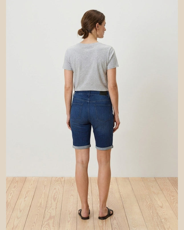 Xhinse Bermuda të kaltra të errëta për Femra - Model Back