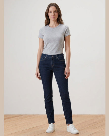 Xhinse Slim Kaltër e Errët për Femra - Model Front