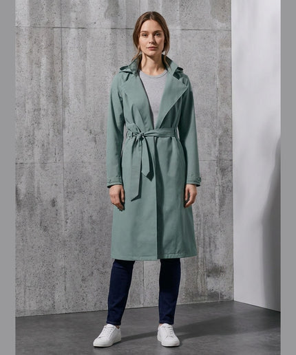 Trenchcoat shiu gri-gjelbër për Femra - Model Front