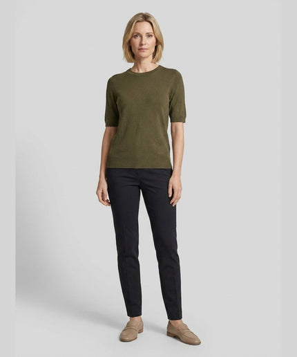 Pulovër me thurje të imët kaki për Femra - Model Front
