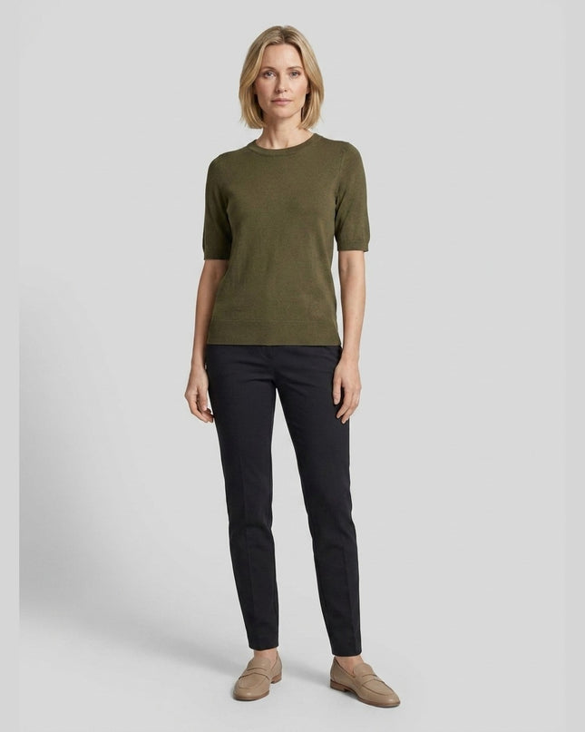 Pulovër me thurje të imët kaki për Femra - Model Front