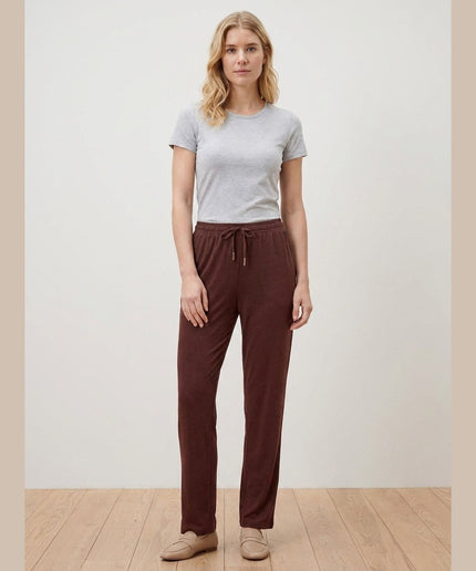 Pantallona pižame të kafta për Femra - Model Front