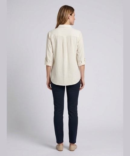 Bluzë xhersi ngjyrë krem për Femra - Model Back