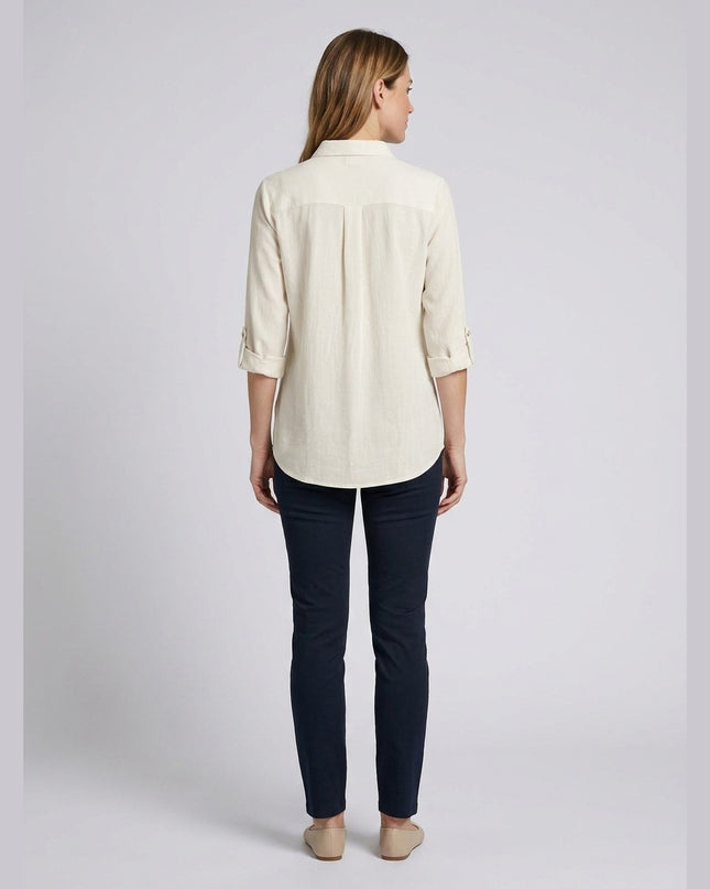 Bluzë xhersi ngjyrë krem për Femra - Model Back