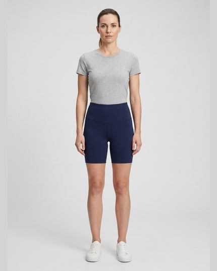 Leggings të shkurtra sportive kaltër e errët për Femra - Model Front