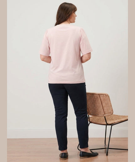 Maicë me rrudha ngjyrë rozë për Femra - Model Back