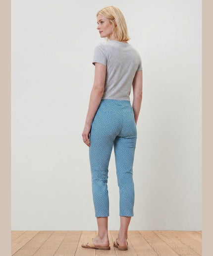 Pantallona 7/8 Stretch Bardhë me Print Blu-Akua për Femra - Model Back
