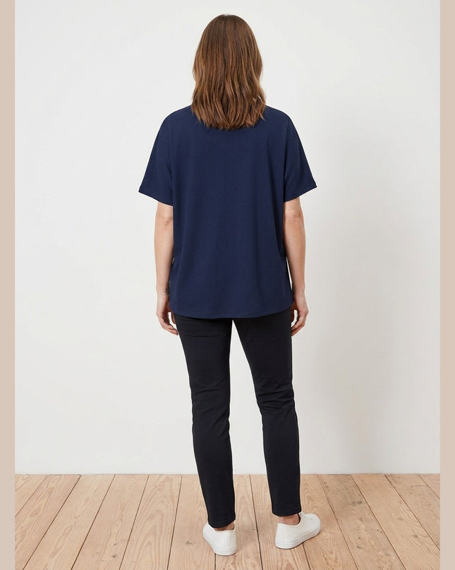 Maicë me strukturë e kaltër e mbyllur për Femra - Model Back