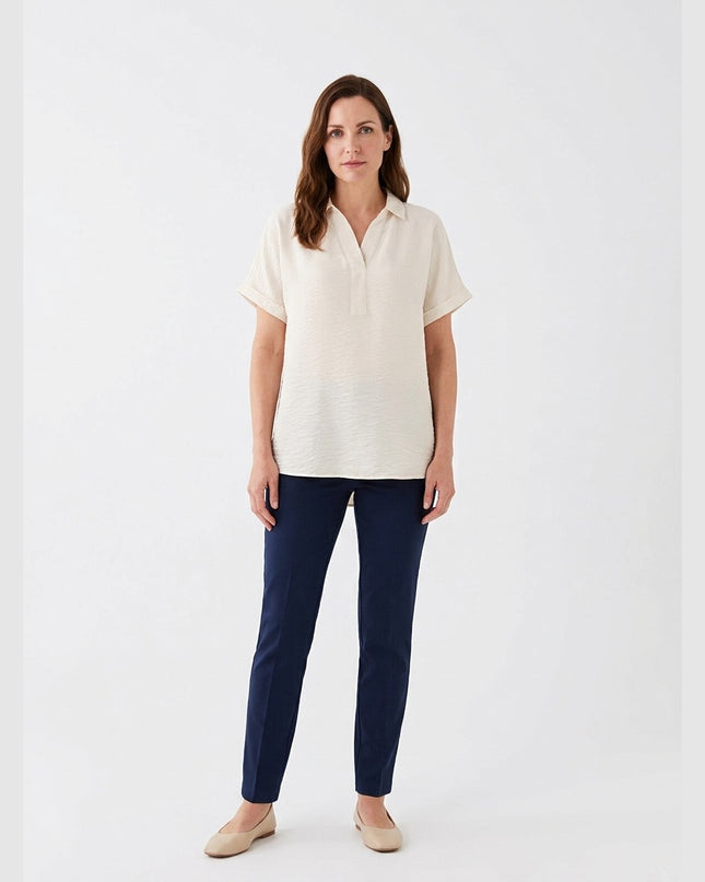 Bluzë ngjyrë krem e bardhë për Femra - Model Front