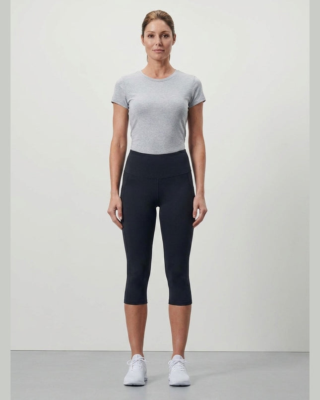 Leggings Kapri sportive ngjyrë antracit për Femra - Model Front