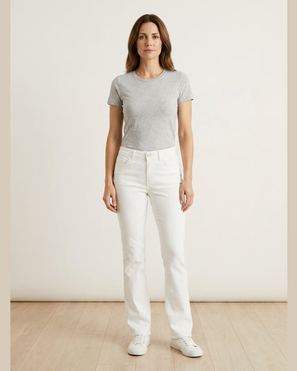 Xhinse Straight Bardhë për Femra - Model Front