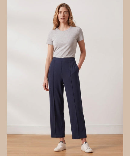 Pantallona xhersi me vijë të kaltra të mbyllura për Femra - Model Front