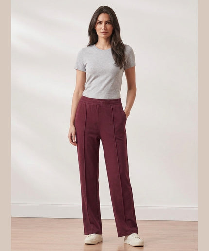 Pantallona joggpants të kuqe të errët për Femra - Model Front
