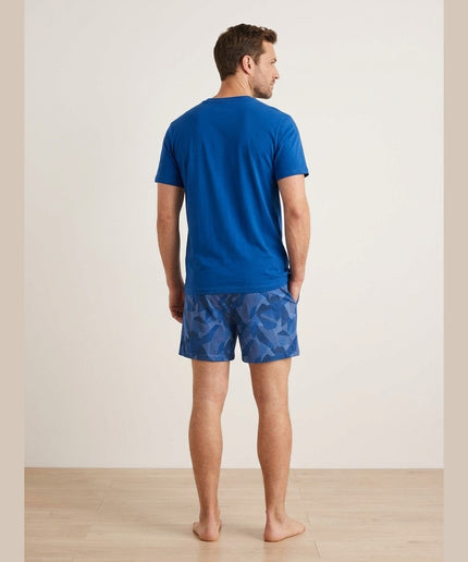 Pizhame të shkurtra të kaltra mbretërore për Meshkuj - Model Back