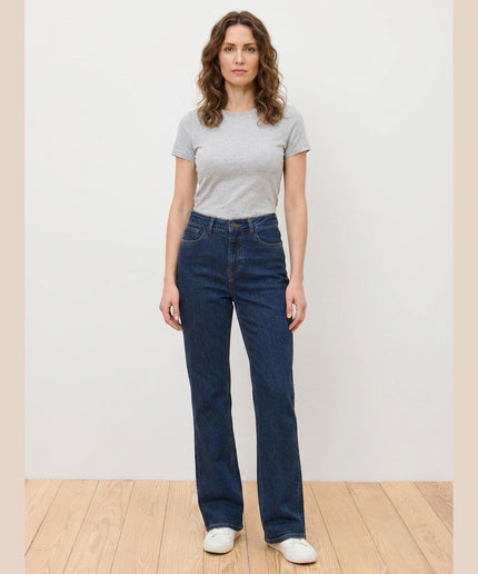 Xhinse Bootcut Kaltër e Errët për Femra - Model Front
